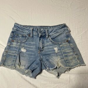 American Eagle Outfitters Blue Jean Shorts Distressed Style